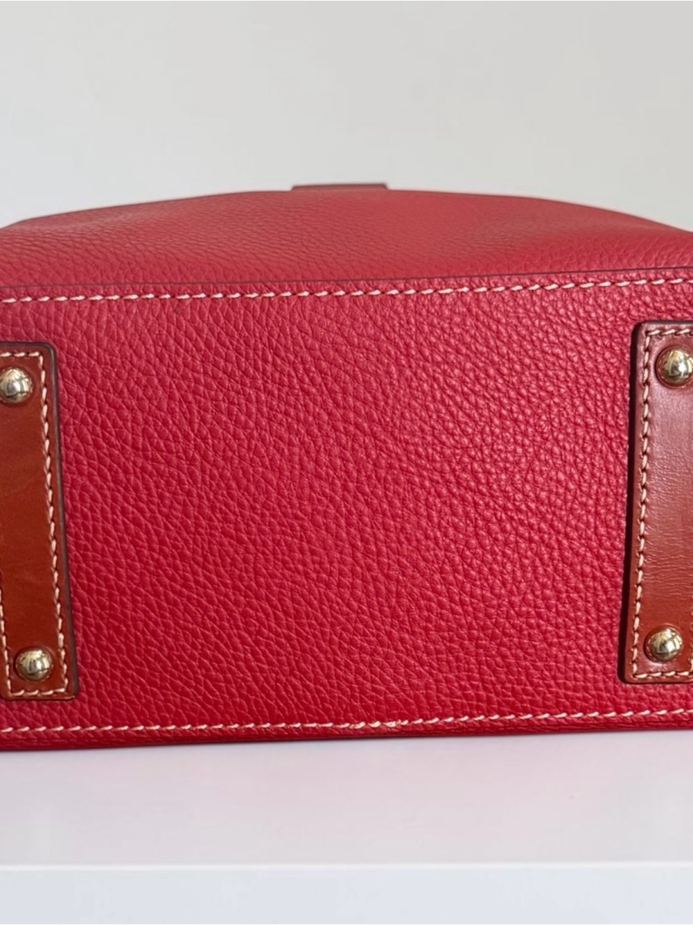 Dooney & Bourke Bridle Red Coral Leather Shoulder Bucket Bag! EUC!! - Picture 5 of 15